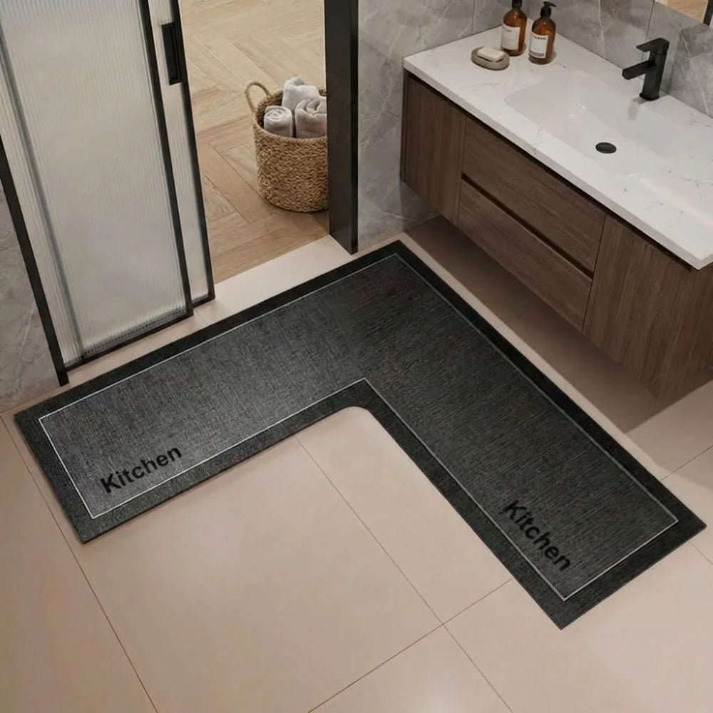 tapis cuisine beige gris moderne antidérapant lavable vinyle polyester sans bpa pvc