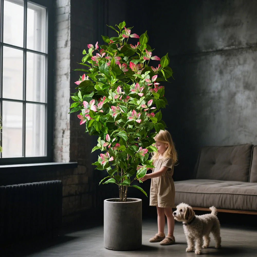 plante artificielle arbre ficus vert rose blanc moderne extérieur decoration maison jardin