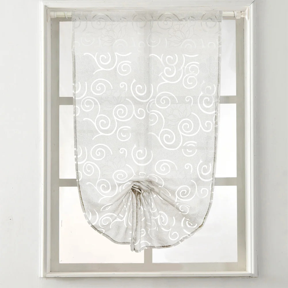 rideau moderne fleur gris rose blanc transparent 100 polyester chambre salon