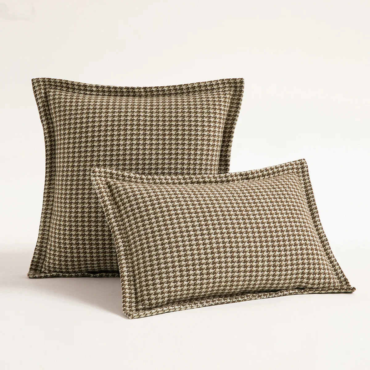 coussin carré décoratif maison moderne motif carreaux marron gris vert 45x45cm 30x50cm 50x50cm