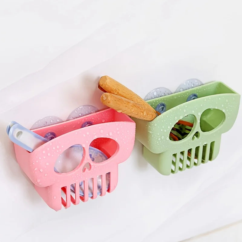 porte savon crâne stylisé rose vert pastel adhésif moderne humoristique savon brosse tasse