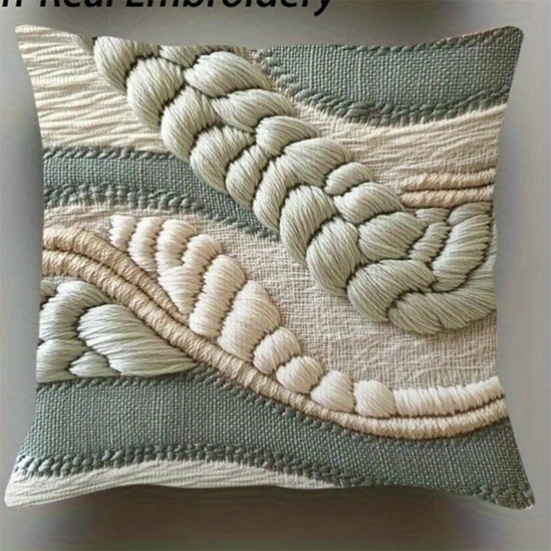 coussins tissés motifs noeuds verts blancs modernes non toxiques respectueux environnement 40x40cm 45x45cm 50x50cm