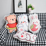 taies d'oreiller personnalisées dessins animés coussins mignons blanc rose orange bleu plush cartoon