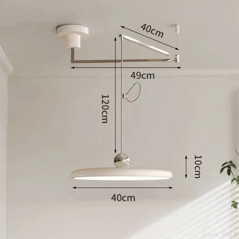 lampe suspendue moderne bras articulé couleur beige rouge vert argenté minimaliste