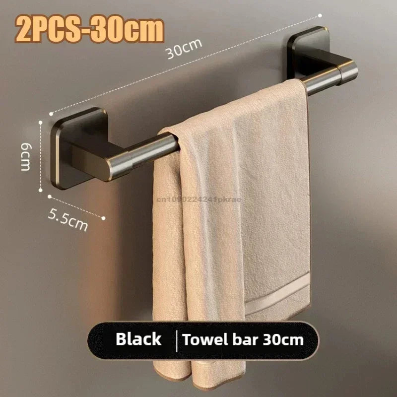 porte serviettes auto adhésifs barres rangement murales noir lisses sans percer modernes 50cm 40cm