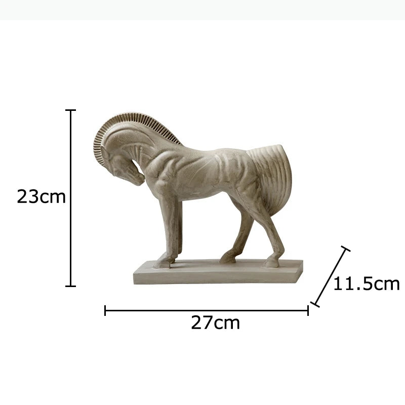statue cheval moderne texturée beige gris décoration chambre art deco sculpté