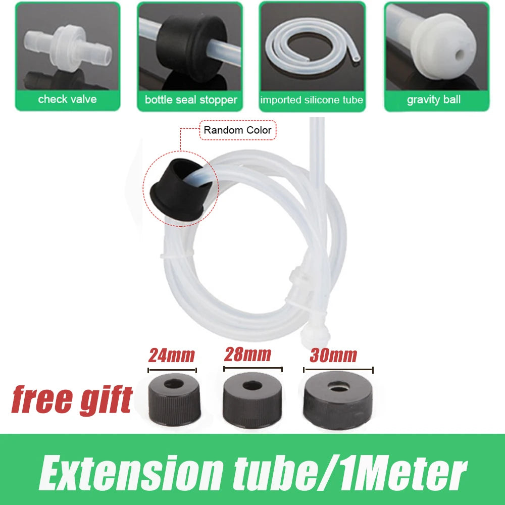 pompe liquide argentée moderne tube d'extension bouchons joints
