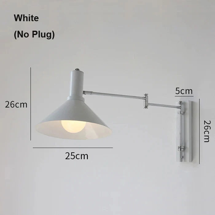 lampe murale articulée rouge blanc moderne prise fixée mur led chambre coucher