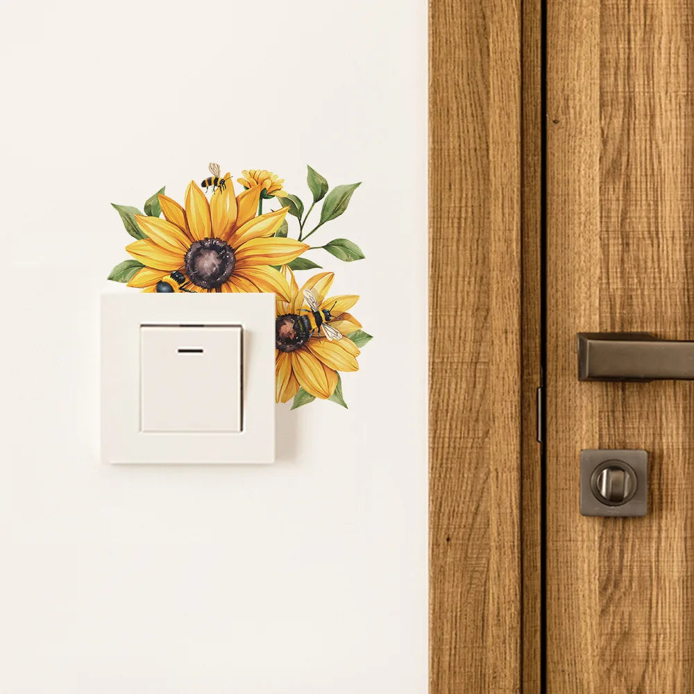 autocollant mural décoration plante fleur verte feuille moderne chambre salon pvc blanc