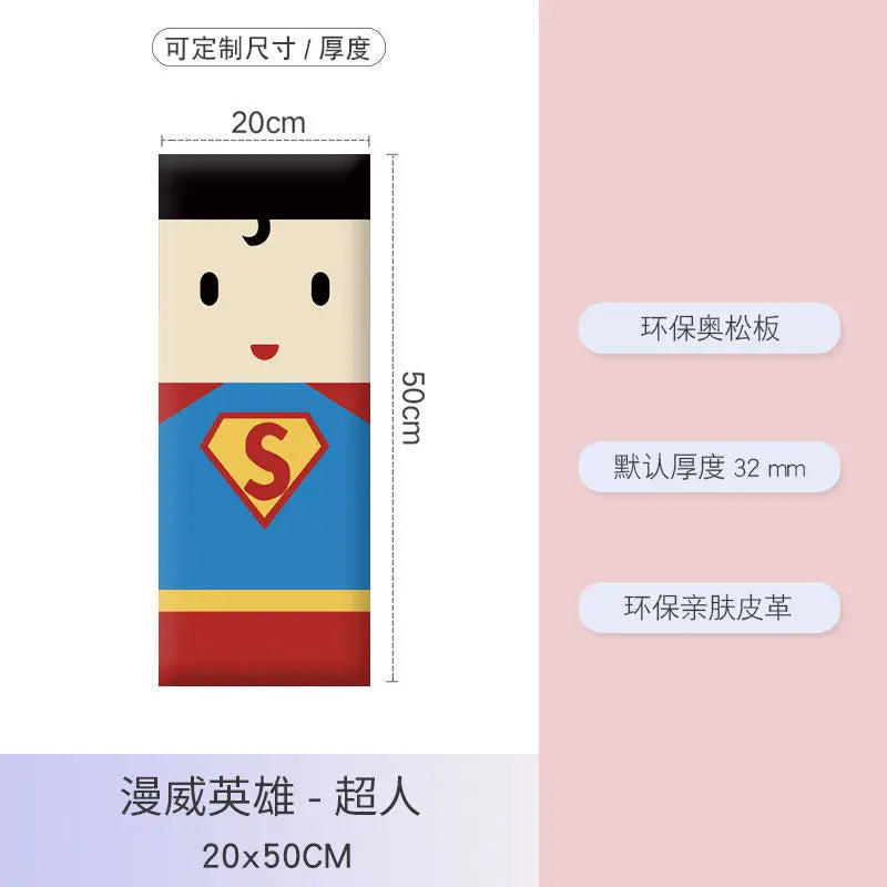 panneaux decoratifs super heros chambre enfant tapis jeu motifs ludiques headboard bois assemble mural