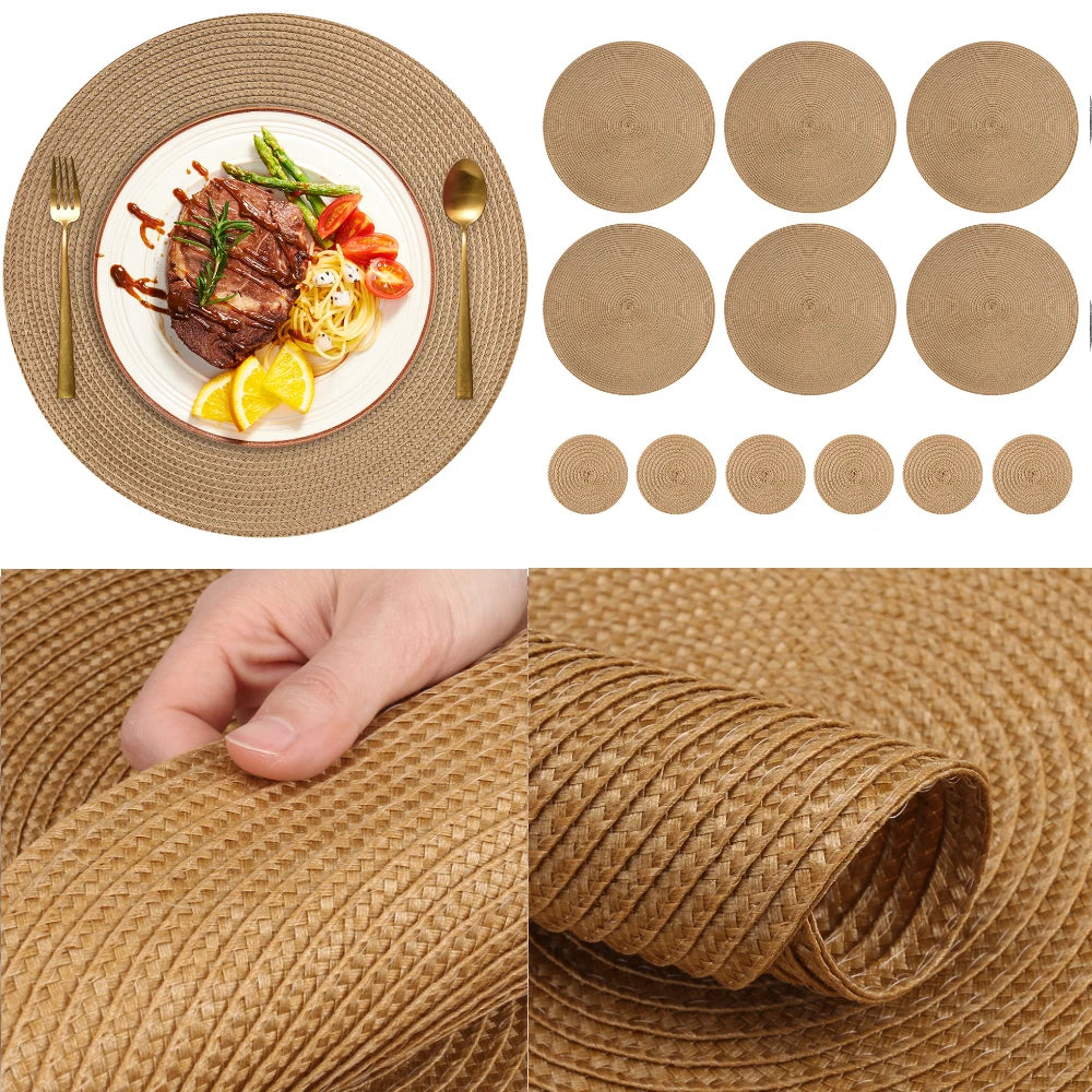 placemats tissés moderne beige marron noir gris clair spirale respectueux environnement