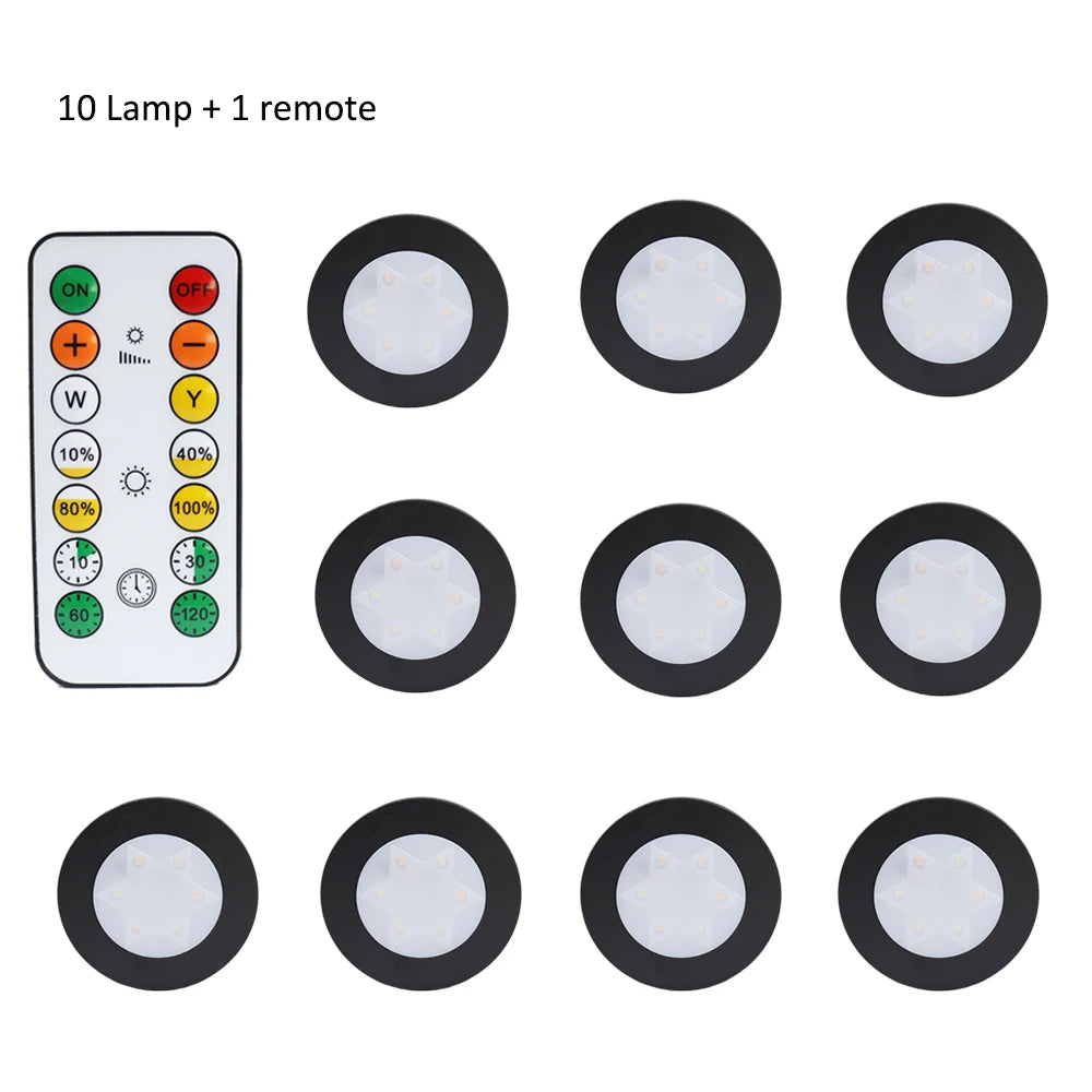 lampe led ronde noir blanche télécommande éclairage nuit chambre placard rechargeable batterie sèche moderne