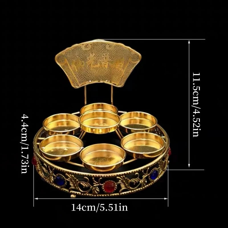 support bougies doré orné pierres semi précieuses motifs floraux artisanal traditionnel bouddhiste cologne française