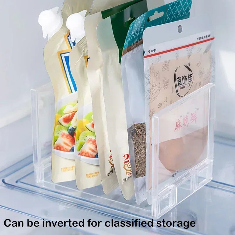 organiseur réfrigérateur transparent moderne adhésif plusieurs compartiments rangement cuisine ecofriendly