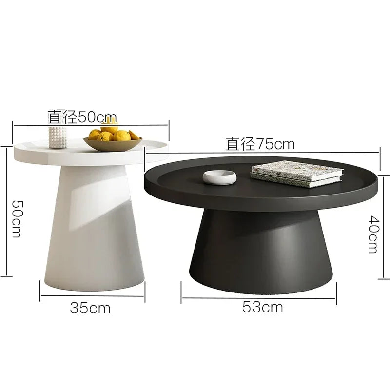 table basse moderne minimaliste ronde fer noir blanc salon maison