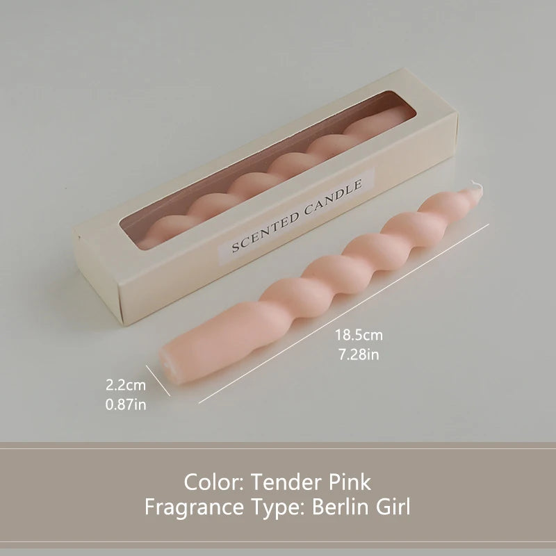 bougies parfumées vert pastel jaune rose blanches twistées moderne support nœud anniversaire décoration maison