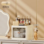 boîte rangement cosmétiques porte opaque moderne poignées dorées compartiments multiples élégante organisation produits soins