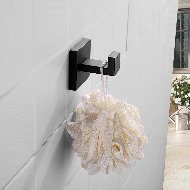 crochet mural double acier inoxydable finition or brossé serviette salle bain