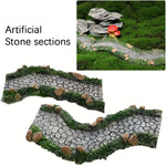 décorations artificielles pierre résine naturelles mousse grises vertes paysagèresextérieur miniature aménagement jardin
