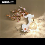 lampe murale moderne branches fleurs strass tête cerf blanc doré bleuclair