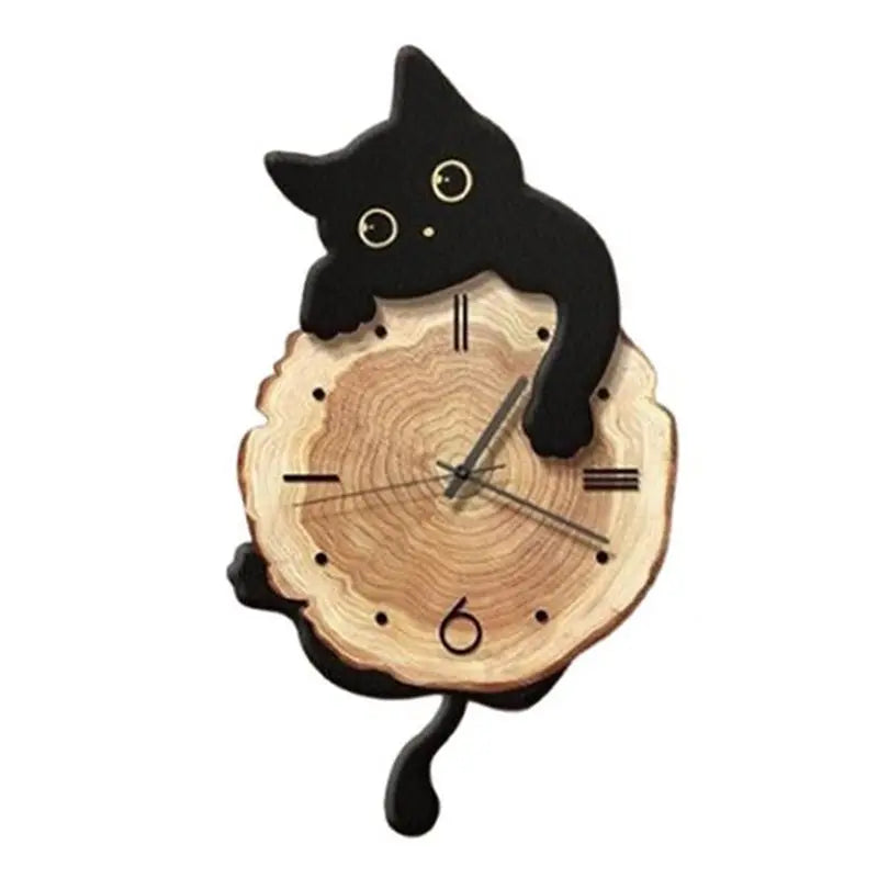 horloge murale chat moderne couleur noir blanc orange decoration intérieure cartoon chambre enfant