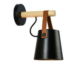 lampe murale moderne minimaliste abatjour conique sangles cuir éclairage chambre salon cuisine industriel fixée