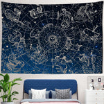 tapisserie moderne constellation bleu or constellations géométriques décoration murale living room tissu polyestère machine