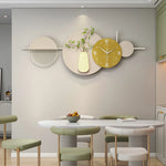 horloge murale moderne or beige géométrique minimaliste 100x38cm chambre salon decoration