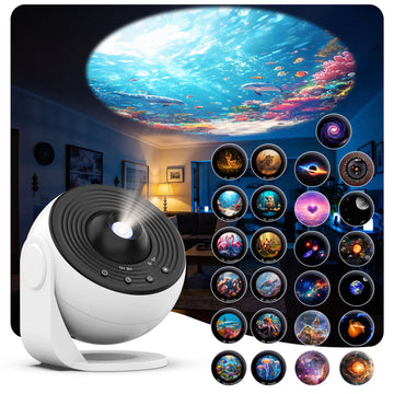projecteur ambiance disques projection motifs animaux galaxies bleu rouge violet relaxant chambre enfants