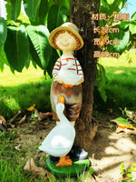 statues jardin ange oie garçon fille texturées paille tressée extérieure patio balcon rustic champêtre