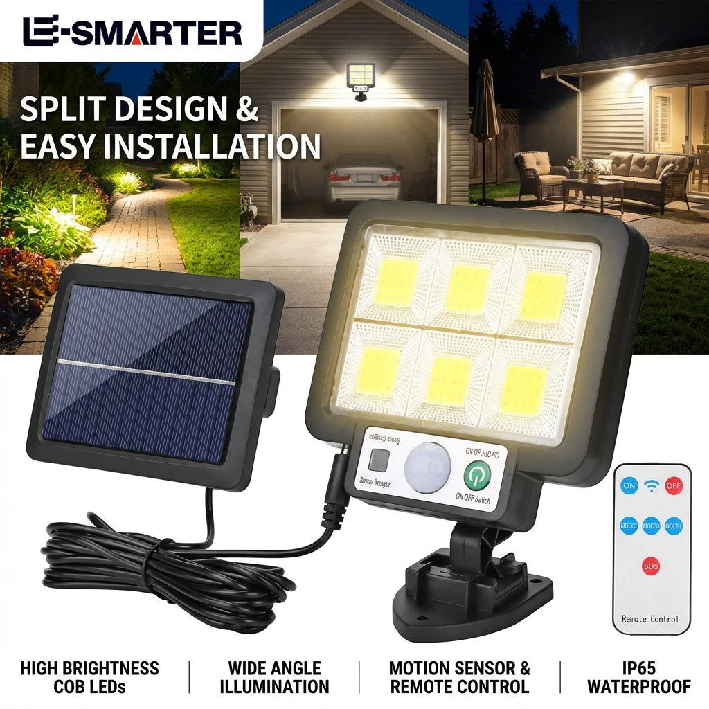 lampe solaire led extérieure détecteur mouvement ip65 moderne noir clips télécommande