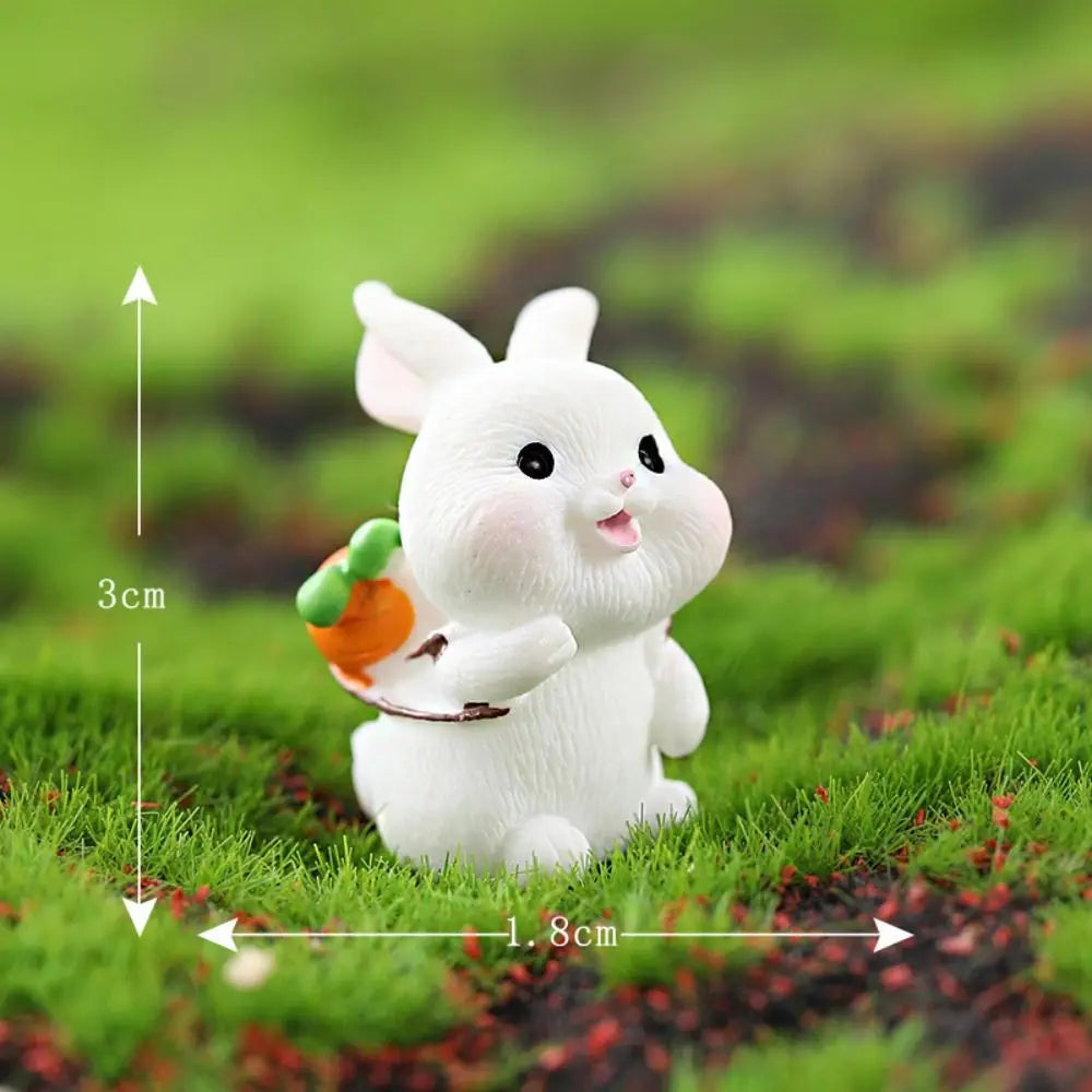 figurines lapins mignons carottes résine blanche décoratives cartoon miniature collectionnement paysagère