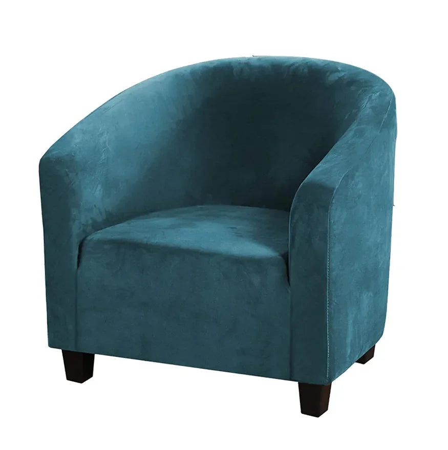 Housse fauteuil velours gris foncé étirable moderne élastiques canapé intérieur extérieur