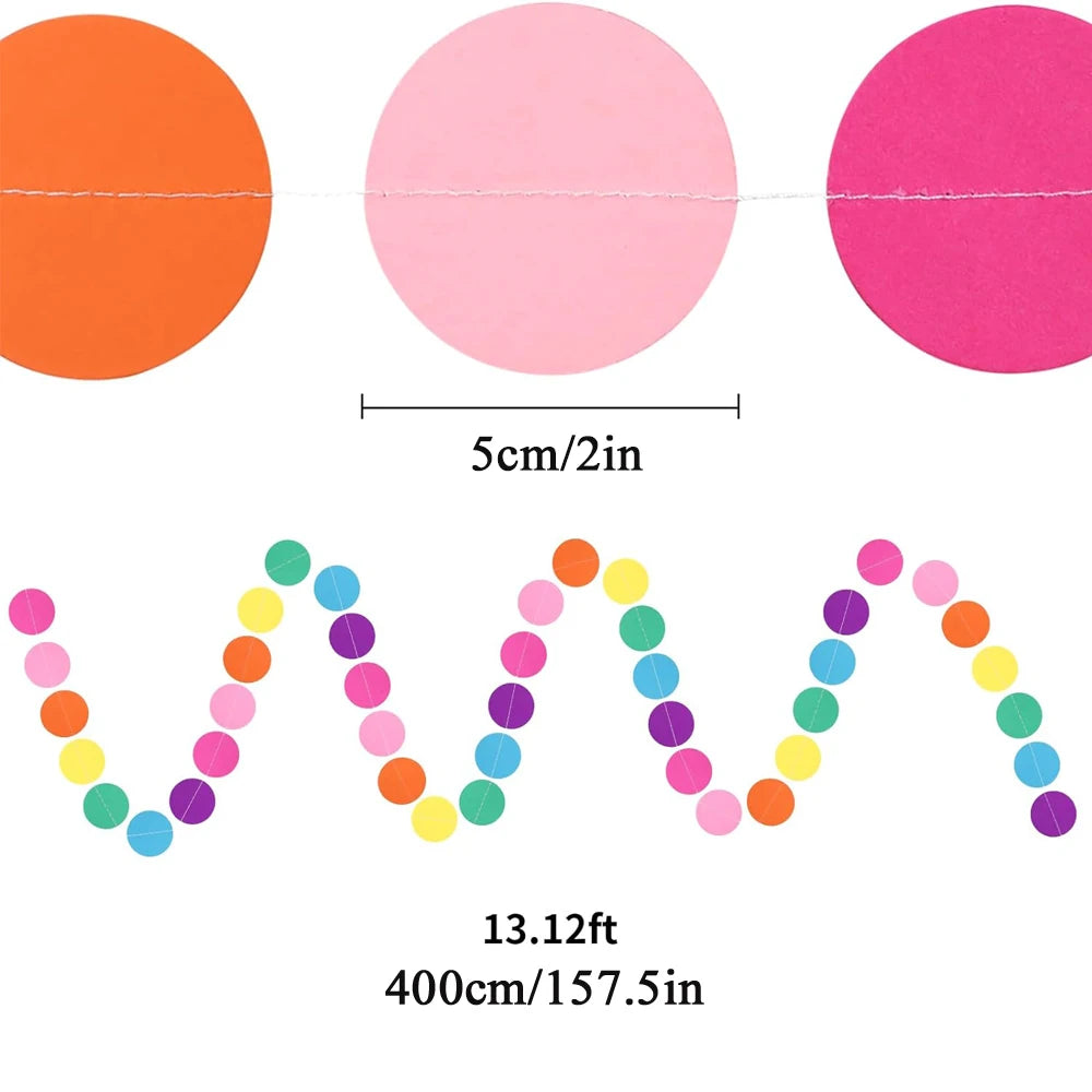 guirlande décorative anniversaire cercles colorés fil suspension ballons gâteau bougies chapeaux confettis cupcakes fruits