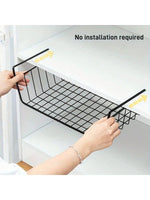 panier rangement multifonctionnel noir maille métallique moderne adhésif cuisine étudiant garde robe chambre
