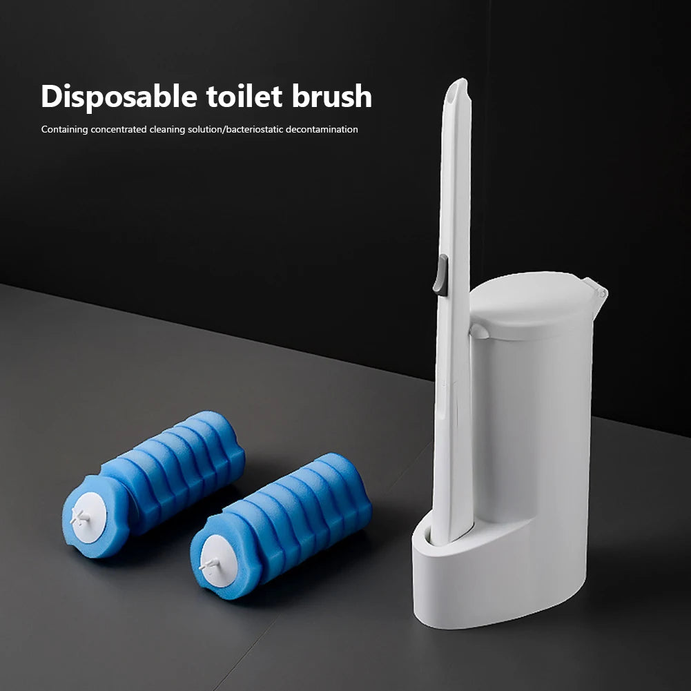 brosse toilette jetable 32 têtes remplacement moderne blanc bleu rond souple opaquet