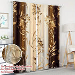 rideaux polyester fleurs dorées marron moderne fenêtre 24x59 30x65 41x91 51x83