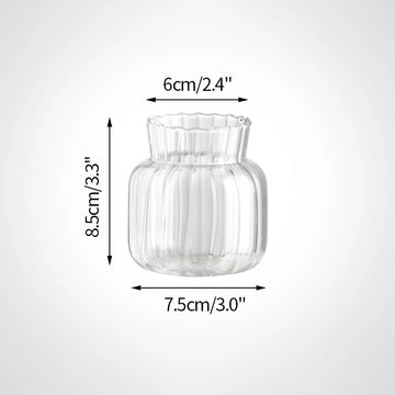 petit vase verre transparent rayures verticales fleurs artificielles décoration maison