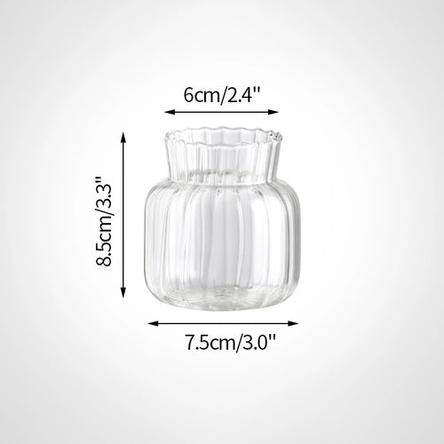 petit vase verre transparent rayures verticales fleurs artificielles décoration maison