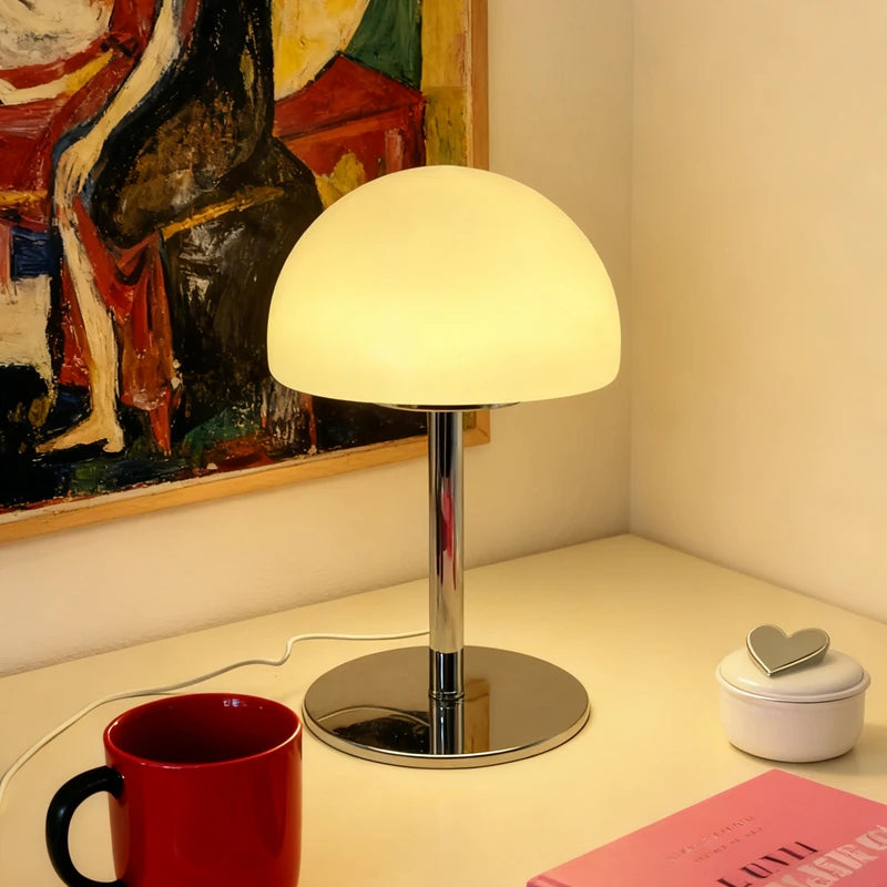 lampe table moderne verre blanc rose interrupteur tactile certifications cem rohs fcc