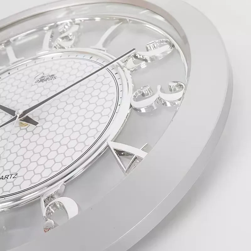 horloge murale quartz transparente classique noir doré argenté chiffres romains cadran quadrillé sans fixation