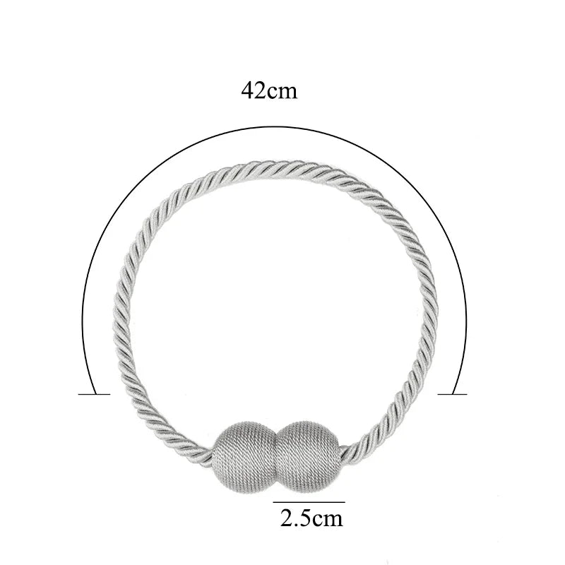 anneaux rideau corde torsadée boules texturées gris beige doré moderne élégant adhésif decor polyeste