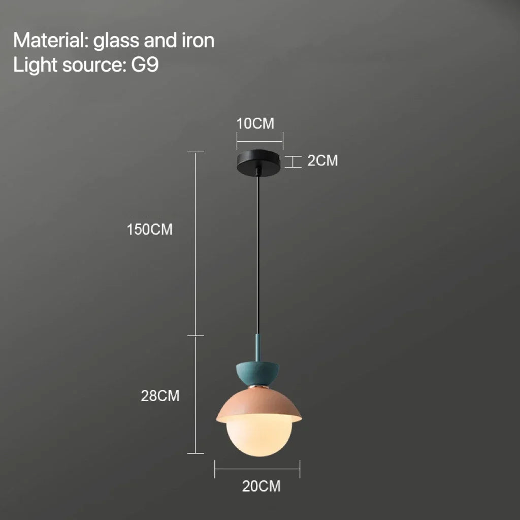 suspension lumineuse moderne pendentif câble bleu rose gris sphérique mat