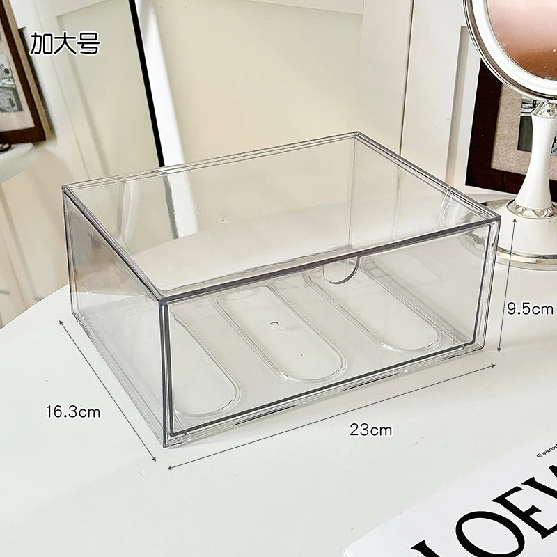 boîte rangement cosmétique transparente acrylique anti poussière tiroirs empilable moderne minimaliste