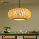 suspension bambou tressé moderne naturel 40cm 50cm 60cm tissage régulier chaîne métallique rustique