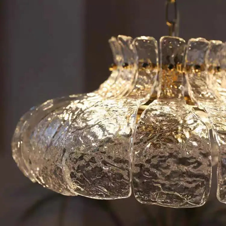 suspension lumineuse moderne vintage verre dépoli cuivre poli transparent doré chambre restaurant