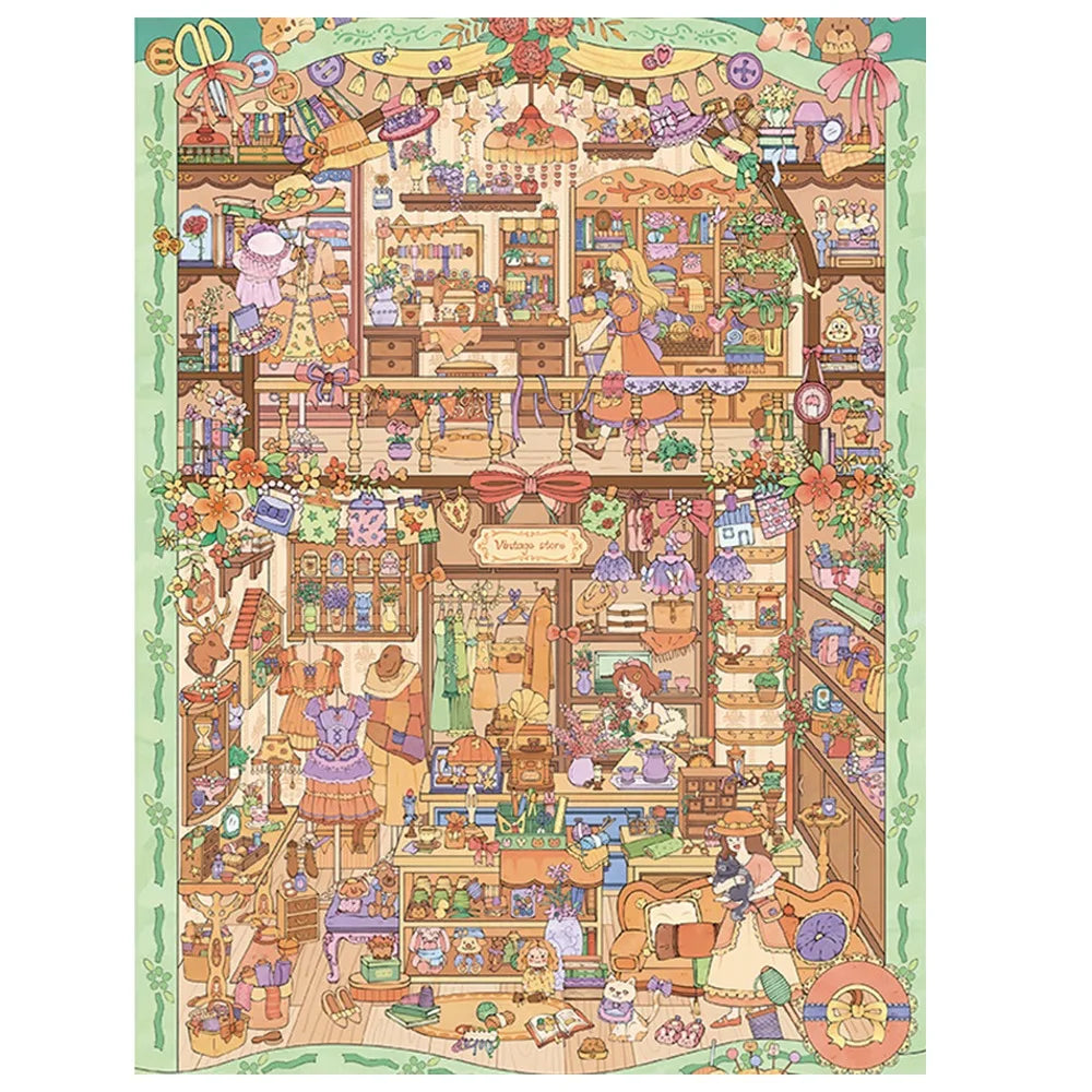 autocollants 3d multicolores illustration village artiste scènes effet diy peinture huile superposés autoadhésifs
