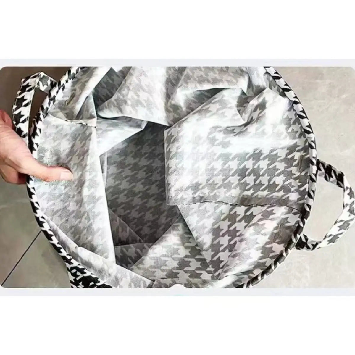 panier linge pliable houndstooth noir blanc moderne poignées polyvalent chambre salon salle bain polyester