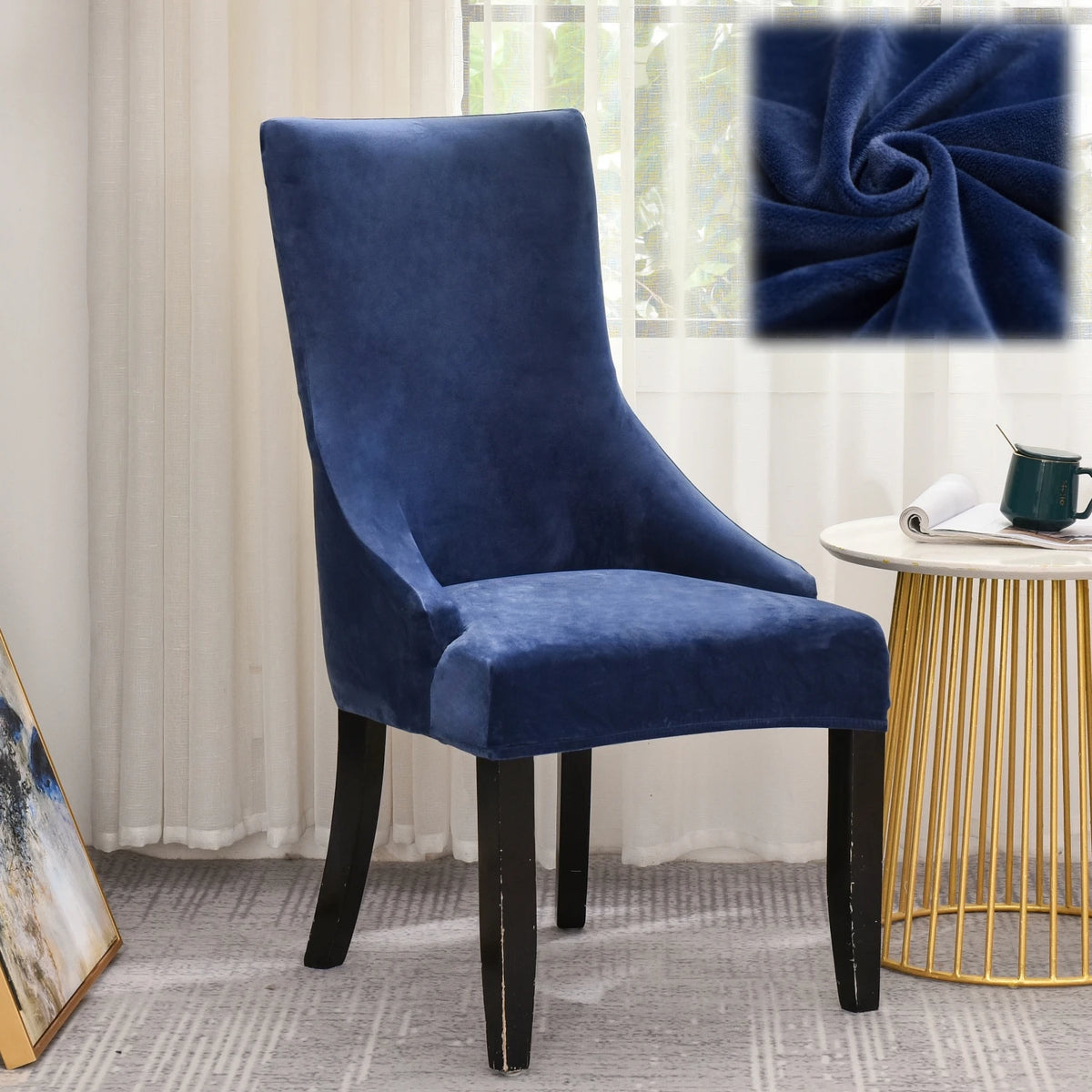 housse chaise velours extensible imprimé floral fauteuil salle manger moderne décoration