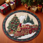 tapis rond noël père noël train pingouins guirlande rouge décoration chambre vinyle sans bpa